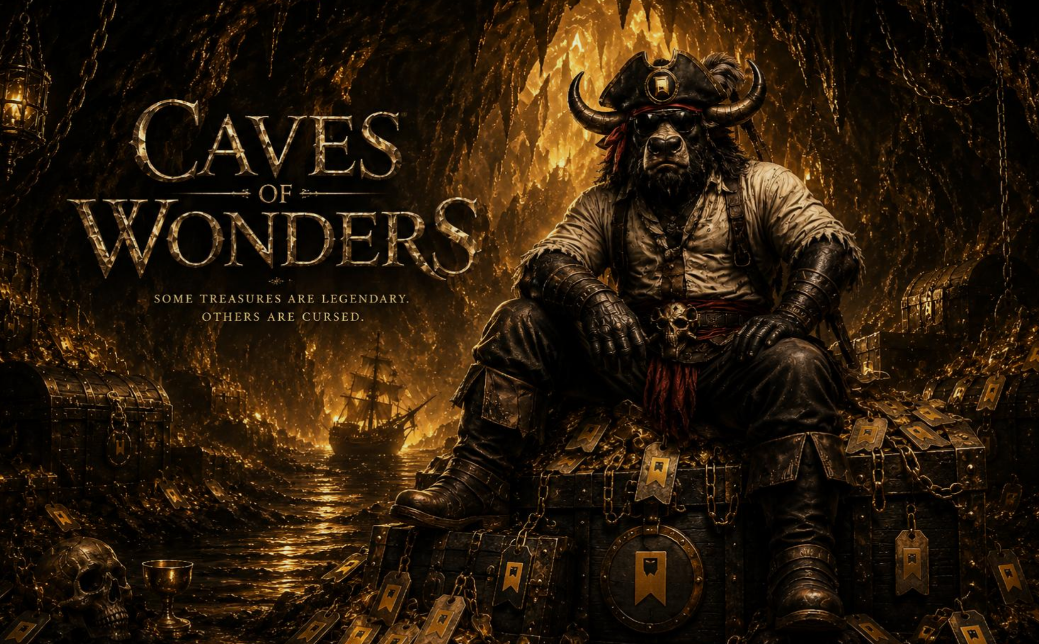 Caves of Wonders browser screensaver displaying a Cave background image without bookmark controls