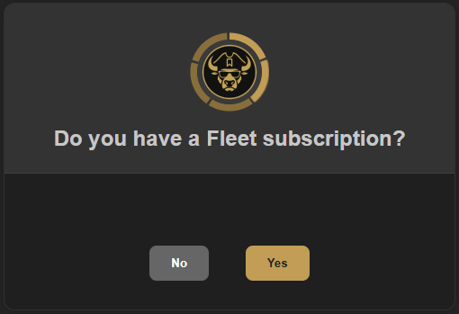 Caves of Wonders (CoW) setup screen asking whether the user has a Fleet subscription