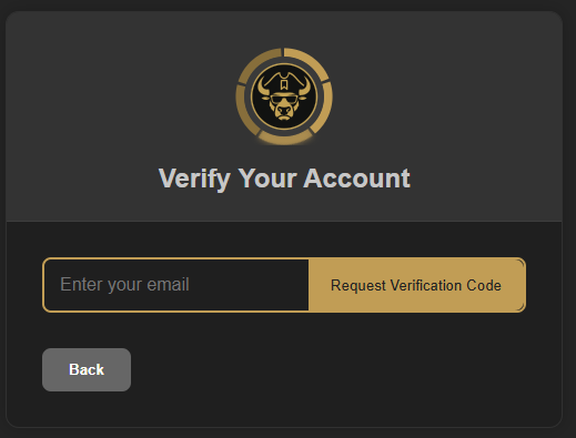 Caves of Wonders (CoW) setup screen for verifying an existing Fleet account with an email address
